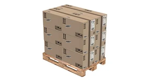 Cardboard boxes on pallet isolated on white Illustrazione stock