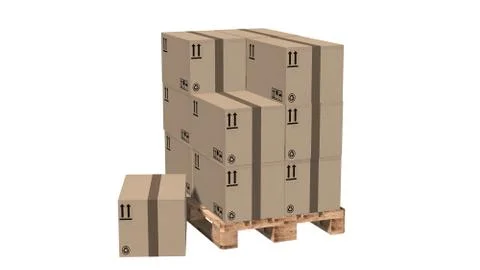 Cardboard boxes on pallet isolated on white Stock-Illustration