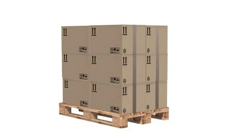 Cardboard boxes on pallet isolated on white Illustrazione stock