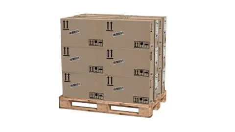 Cardboard boxes on pallet isolated on white Ilustración de archivo