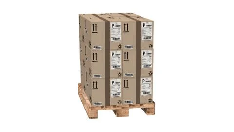 Cardboard boxes on pallet isolated on white Illustrazione stock