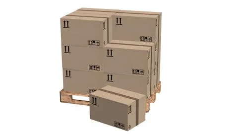 Cardboard boxes on pallet isolated on white Stock Illustration