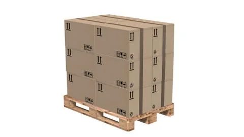 Cardboard boxes on pallet isolated on white Illustrazione stock
