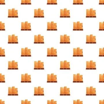 Cardboard boxes on pallets forming seamless pattern Stock Illustration
