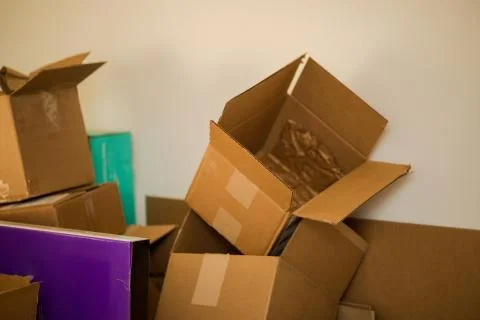 Cardboard Boxes, Pile of Boxes, Shipping Material Stock Photos