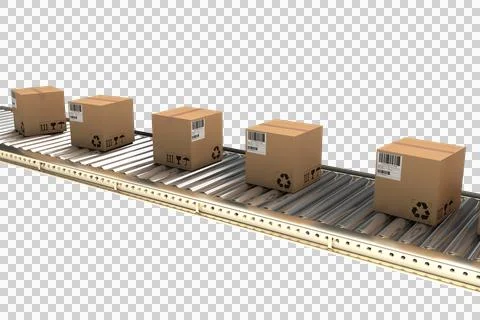 Cardboard boxes on production line Illustration