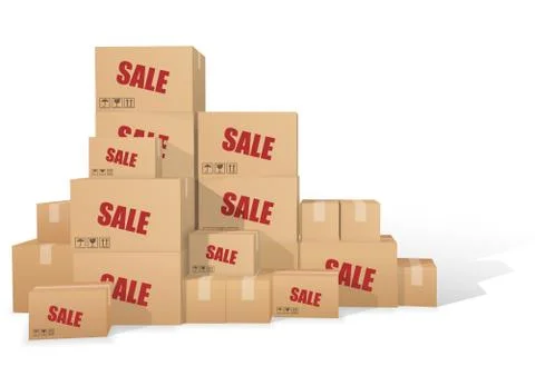 Cardboard boxes. Sale Stock Illustration