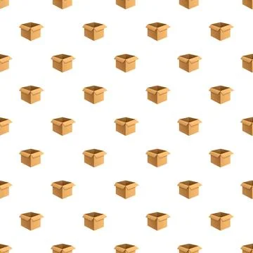 Cardboard boxes seamless pattern on white background Illustrazione stock