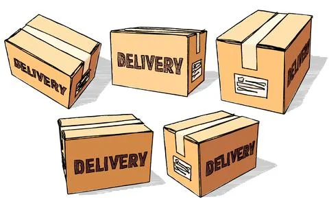 Cardboard boxes set for delivery and storage. Isolated carton crates collection Illustration