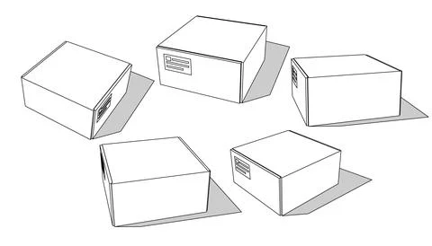Cardboard boxes set for delivery and storage. Isolated carton crates collection Illustrazione stock