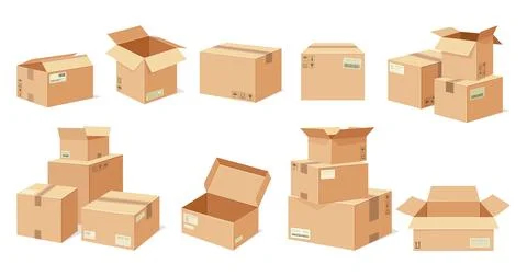 Cardboard boxes set Stock Illustration