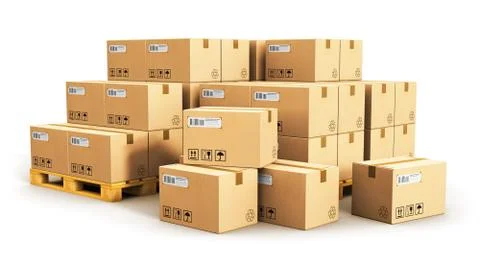 Cardboard boxes on shipping pallets 스톡 일러스트