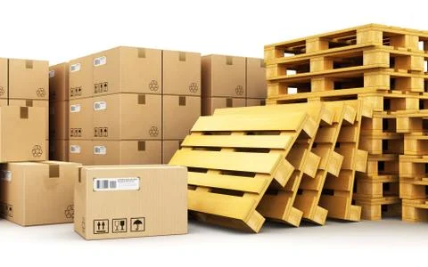 Cardboard boxes on shipping pallets 写真素材