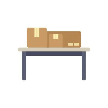 Cardboard boxes sitting on top of a table Stock Illustration