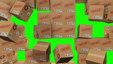Cardboard boxes sold out transition Shipping ideas about e-commerce logistic Stock-Footage 129351346