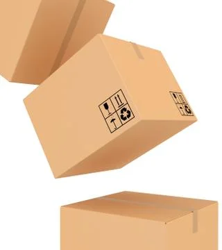 Cardboard boxes with special characters 스톡 일러스트