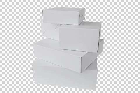 Cardboard boxes, stack of closed white boxes Stockfoto's