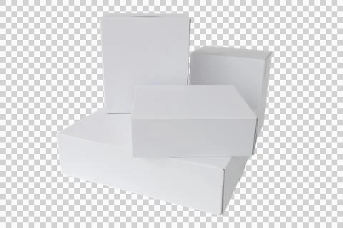 Cardboard boxes, stack of closed white boxes, cut out Foto stock