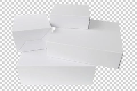 Cardboard boxes, stack of closed white boxes, 스톡 사진