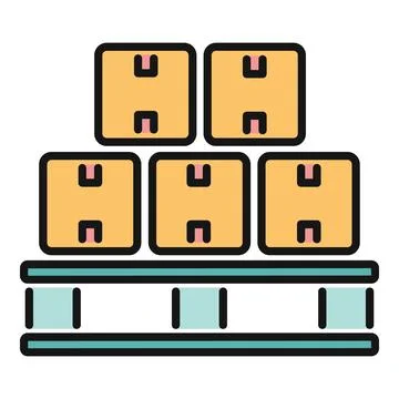 Cardboard boxes stacked on pallet logistics icon 库存插图