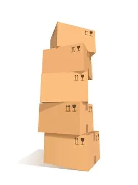 Cardboard boxes stacks Stock Illustration