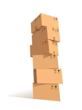 Cardboard boxes stacks Stockillustratie