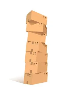 Cardboard boxes stacks Stock Illustration
