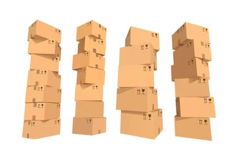 Cardboard boxes stacks Stockillustratie