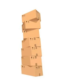 Cardboard boxes stacks isolated on white background イラスト素材