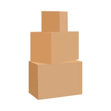 Cardboard boxes stacks. Stacked set of packages. Graphic design element for Stock Illustration