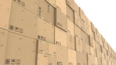 Cardboard boxes stacks. Warehouse logistics, recycled packaging or delivery Stock Illustration