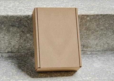 Cardboard boxes on the stairs with texture use for mockup Ilustração Stock