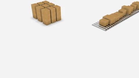 Cardboard boxes stand in orderly rows. The conveyor delivered the next batch. Stock Footage 130003289