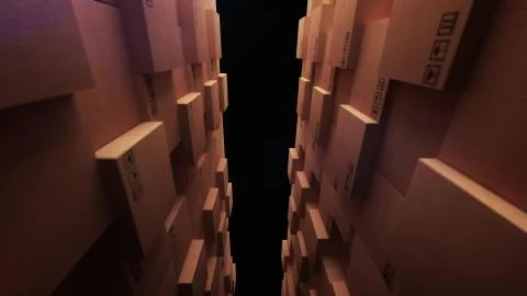 Cardboard boxes in a store warehouse Stock Illustration