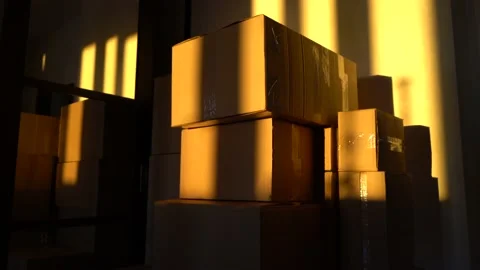 Cardboard boxes in the sun Video stock 157656608