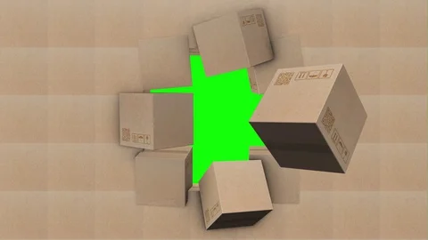 Cardboard boxes transition. Ideas about shipping warehouse e-commerce. Stock Footage 129291512