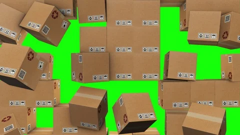 Cardboard boxes warehouse transition. Shipping ideas about e-commerce Stock Footage 129351373