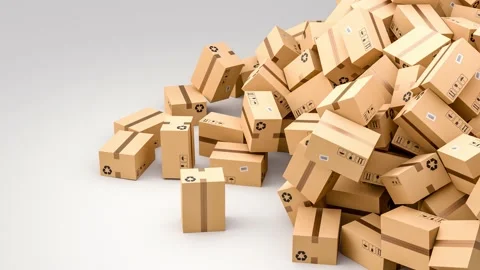 Cardboard boxes on white background Stock Footage 235866324