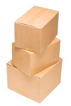 Cardboard boxes on white background isolate Stock Photos