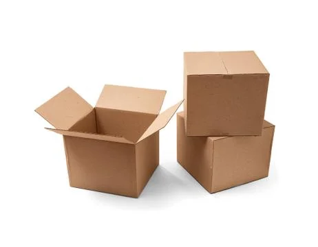 Cardboard boxes on white background Stock Photos