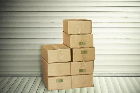 Cardboard boxes on white background Stock Photos