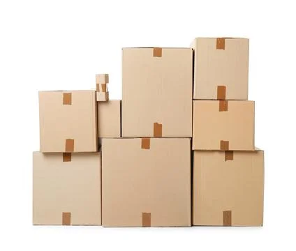 Cardboard boxes on white background Stock Photos