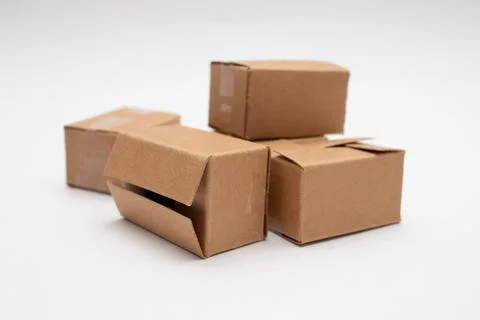 Cardboard boxes on white background Stock-Fotos
