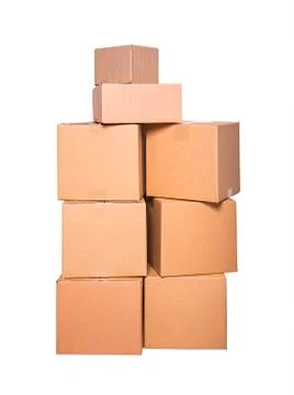 Cardboard boxes on white. 库存照片