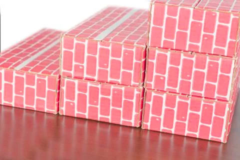 Cardboard Brick Columns Stock Photos