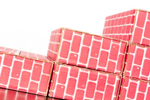 Cardboard Brick Columns Stock Photos