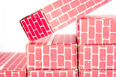 Cardboard Brick Columns Stock Photos
