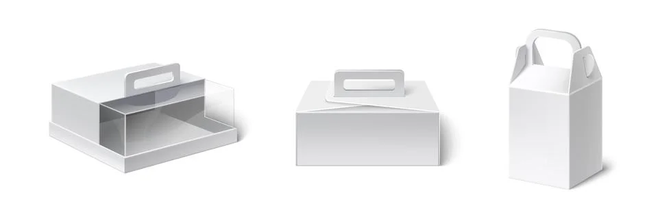 Cardboard cake boxes set on white background Stock Illustration