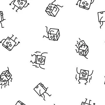 Cardboard character box package vector seamless pattern Stock Illustration