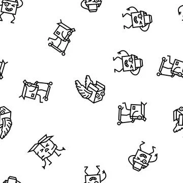 Cardboard character box package vector seamless pattern Stock Illustration